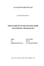 đánh giá hiệu quả sử dụng đất nông nghiệp thị xã ninh hòa, tỉnh khánh hòa  