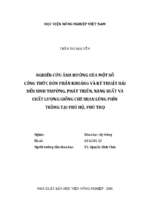Nghiên cứu ảnh hưởng của một số công thức bón phân khoáng và kỹ thuật hái đến sinh trưởng, phát triển, năng suất và chất lượng giống chè shan lũng phìn trồng tại phú hộ, phú thọ  