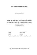 đánh giá việc thực hiện quyền của người sử dụng đất trên địa bàn huyện văn quan, tỉnh lạng sơn  