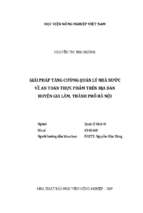 Giải pháp tăng cường quản lý nhà nước về an toàn thực phẩm trên địa bàn huyện gia lâm, thành phố hà nội  