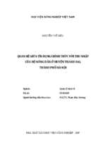 Quan hệ giữa tín dụng chính thức với thu nhập của hộ nông dân ở huyện thanh oai, thành phố hà nội  