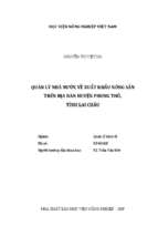 Quản lý nhà nước về xuất khẩu nông sản trên địa bàn huyện phong thổ, tỉnh lai châu  