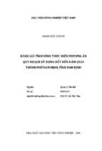 đánh giá tình hình thực hiện phương án quy hoạch sử dụng đất đến năm 2020 thành phố nam định, tỉnh nam định  