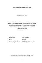 Nâng cao chất lượng nhân lực ở bộ phận một cửa liên thông tại huyện văn lâm tỉnh hưng yên  