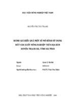 đánh giá hiệu quả một số mô hình sử dụng đất sản xuất nông nghiệp trên địa bàn huyện thạch hà, tỉnh hà tĩnh  