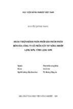 Hoàn thiện kênh phân phối sản phẩm phân bón của công ty cổ phần vật tư nông nghiệp lạng sơn, tỉnh lạng sơn  
