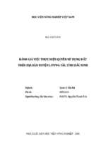 đánh giá việc thực hiện quyền sử dụng đất trên địa bàn huyện lương tài, tỉnh bắc ninh  