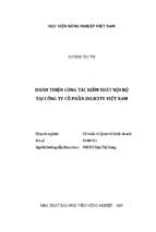 Hoàn thiện công tác kiểm soát nội bộ tại công ty cổ phần digicity việt nam  