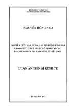 Nghiên cứu vận dụng các mô hình tính giá trong kế toán tài sản cố định tại các doanh nghiệp phi tài chính ở việt nam