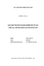 Giải pháp thu hút doanh nghiệp đầu tư vào lĩnh vực chế biến nông sản tỉnh hưng yên  