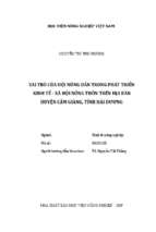 Vai trò của hội nông dân trong phát triển kinh tế xã hội nông thôn trên địa bàn huyện cẩm giàng, tỉnh hải dương  