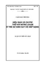 Hiệu quả và chi phí thở khí nitric oxide ở trẻ sơ sinh suy hô hấp nặng.