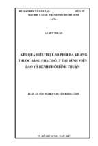 Kết quả điều trị lao phổi đa kháng thuốc bằng phác đồ iv tại bệnh viện lao và bệnh phổi bình thuận