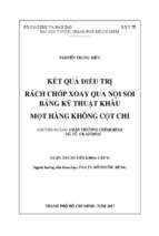 Kết quả điều trị rách chóp xoay qua nội soi bằng kỹ thuật khâu một hàng không cột chỉ