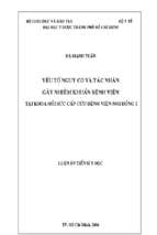 Yếu tố nguy cơ và tác nhân gây nhiễm khuẩn bệnh viện tại khoa hồi sức cấp cứu bệnh viện nhi đồng i