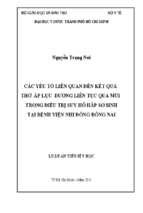 Các yếu tố liên quan đến kết quả thở áp lực dương liên tục qua mũi trong điều trị suy hô hấp sơ sinh tại bệnh viện nhi đồng đồng nai