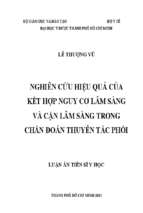 Nghiên cứu hiệu quả của kết hợp nguy cơ lâm sàng và cận lâm sàng trong chẩn đoán thuyên tắc phổi