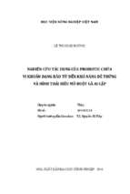 Nghiên cứu tác dụng của probiotic chứa vi khuẩn dạng bào tử đến khả năng đẻ trứng và hình thái biểu mô ruột gà ai cập  