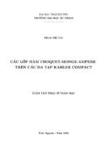 Các lớp hàm choquet monge ampere trên các đa tạp kahler compact