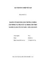 Nghiên cứu khả năng sinh trưởng và bệnh cầu trùng ở gà mía nuôi tại trung tâm thực nghiệm và bảo tôn vật nuôi   viện chăn nuôi  