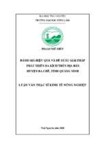 đánh giá hiệu quả và đề xuất giải pháp phát triển ba kích trên địa bàn huyện ba chẽ, tỉnh quảng ninh