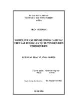 Nghiên cứu cải tiến hệ thống canh tác trên đất ruộng lúa tại huyện điện biên tỉnh điện biên