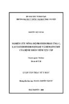 Nghiên cứu nồng độ protein phản ứng c lactatedehydrogenase và hematocrit của bệnh nhân viêm tụy cấp