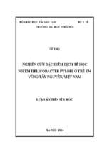 Nghiên cứu đặc điểm dịch tễ học nhiễm helicobacter pylori ở trẻ em vùng tây nguyên việt nam