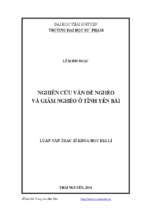 Nghiên cứu vấn đề nghèo và giảm nghèo ở tỉnh yên bái