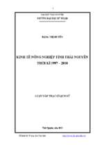 Kinh tế nông nghiệp tỉnh thái nguyên thời kì 1997 2010