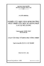 Nghiên cứu khả năng sinh trưởng phát triển của một số giống ngô lai tại hà giang