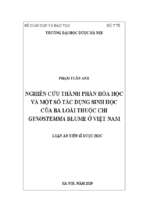 Luận án tiến sĩ nghiên cứu thành phần hóa học và một số tác dụng sinh học của ba loài thuộc chi gynostemma blume
