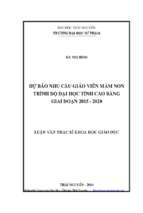 Dự báo nhu cầu giáo viên mầm non trình độ đại học tỉnh cao bằng giai đoạn 2015 2020