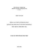 Nâng cao chất lượng dạy học lịch sử địa phương ở trường trung học phổ thông tỉnh phú thọ