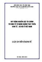 Huy động nguồn lực tài chính từ kinh tế tư nhân nhằm phát triển kinh tế xã hội ở việt nam