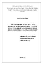 ảnh hưởng của việc tham gia các chương trình trao đổi tại asean đối với độ nhạy cảm văn hoá và sự phát triển cá nhân của sinh viên việt nam