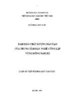 đảm bảo chất lượng đào tạo của trung tâm dạy nghề công lập vùng đông nam bộ