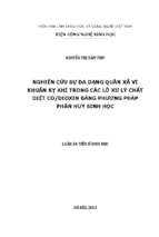 Nghiên cứu đa dạng quần xã vi khuẩn kỵ khí trong các lô xử lý chất diệt cỏ dioxin bằng phương pháp phân hủy sinh học