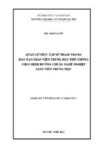 Quản lí thực tập sư phạm trong đào tạo giáo viên trung học phổ thông theo định hướng chuẩn nghề nghiệp giáo viên trung học