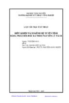 điều khiển tác kênh hệ tuyến tính bằng phản hồi đầu ra theo nguyên lý tách