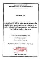 Nghiên cứu bệnh héo xanh vi khuẩn ralstonia solanacearum và ứng dụng một số chế phẩm sinh học để phòng trừ bệnh trên cà chua