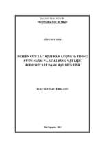 Nghiên cứu xác định hàm lượng as trong nước ngầm và xử lý bằng vật liệu hydroxit sắt dạng hạt biến tính