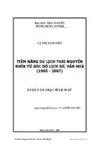 Tiềm năng du lịch thái nguyên nhìn từ góc độ lịch sử văn hóa 1995 2007