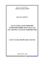 Quản lí hoạt động phối hợp với doanh nghiệp trong đào tạo của trường cao đẳng nghề phú thọ