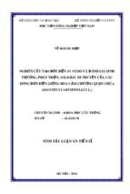 Nghiên cứu tạo đột biến in vitro và đánh giá sinh trưởng phát triển sai khác di truyền của các dòng đột biến giống hoa cẩm chướng quận chúa dianthus caryophyllus l
