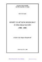 Sở hữu và sử dụng ruộng đất ở tỉnh thái nguyên 1988 2005