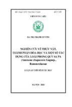 Luận án tiến sĩ nghiên cứu về thực vật, thành phần hóa học và một số tác dụng của loài phong quỳ sa pa0