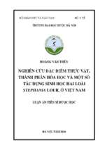Luận án tiến sĩ nghiên cứu đặc điểm thực vật, thành phần hóa học và một số tác dụng sinh học hai loài stephania lour