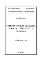 Nghiên cứu tình trạng kháng aspirin ở bệnh nhân có yếu tố nguy cơ tim mạch cao