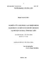 Nghiên cứu giải pháp can thiệp nhằm giảm nguy cơ sốt xuất huyết dengue tại huyện giá rai tỉnh bạc liêu